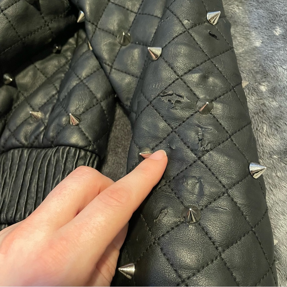 Studded Bomber Jacket Size Small - image 4